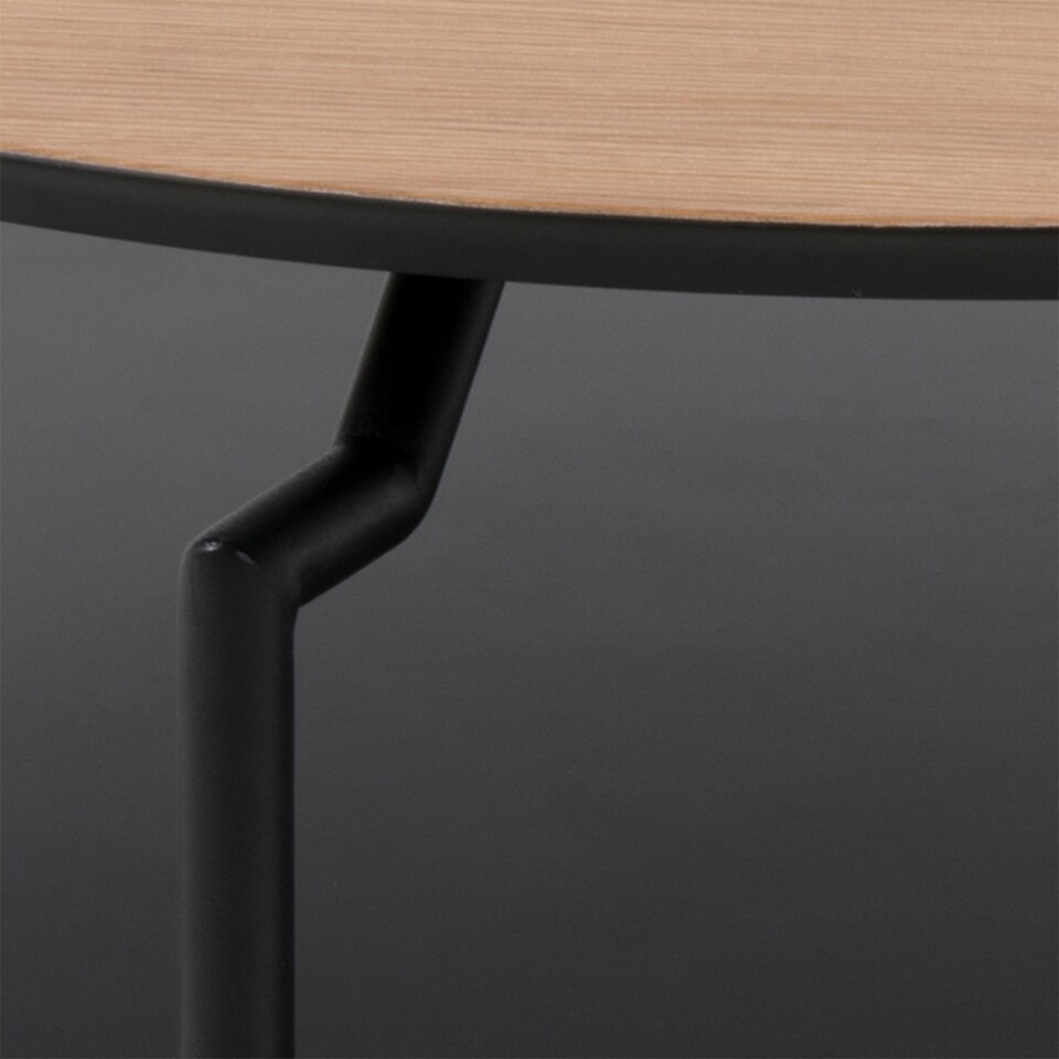 image 1 of Goldington Round Coffee Table with Oak Top & Black Legs