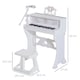 image 5 of HOMCOM 37 Keys Kids Piano Mini Electronic Keyboard Light Kids Musical Instrument Educational Game Children Grand Piano Toy Set w/Stool & Microphone & Music Stand (White) | White