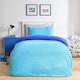 image 2 of OHS Luxury Teddy Fleece Reversible Duvet Cover and Pillowcase Bedding Set Multi | Blue/Sea Blue | Double