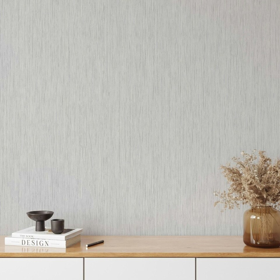 image 1 of Muriva Hudson Textured Wallpaper - Grey - 10m x 0.5m Cream