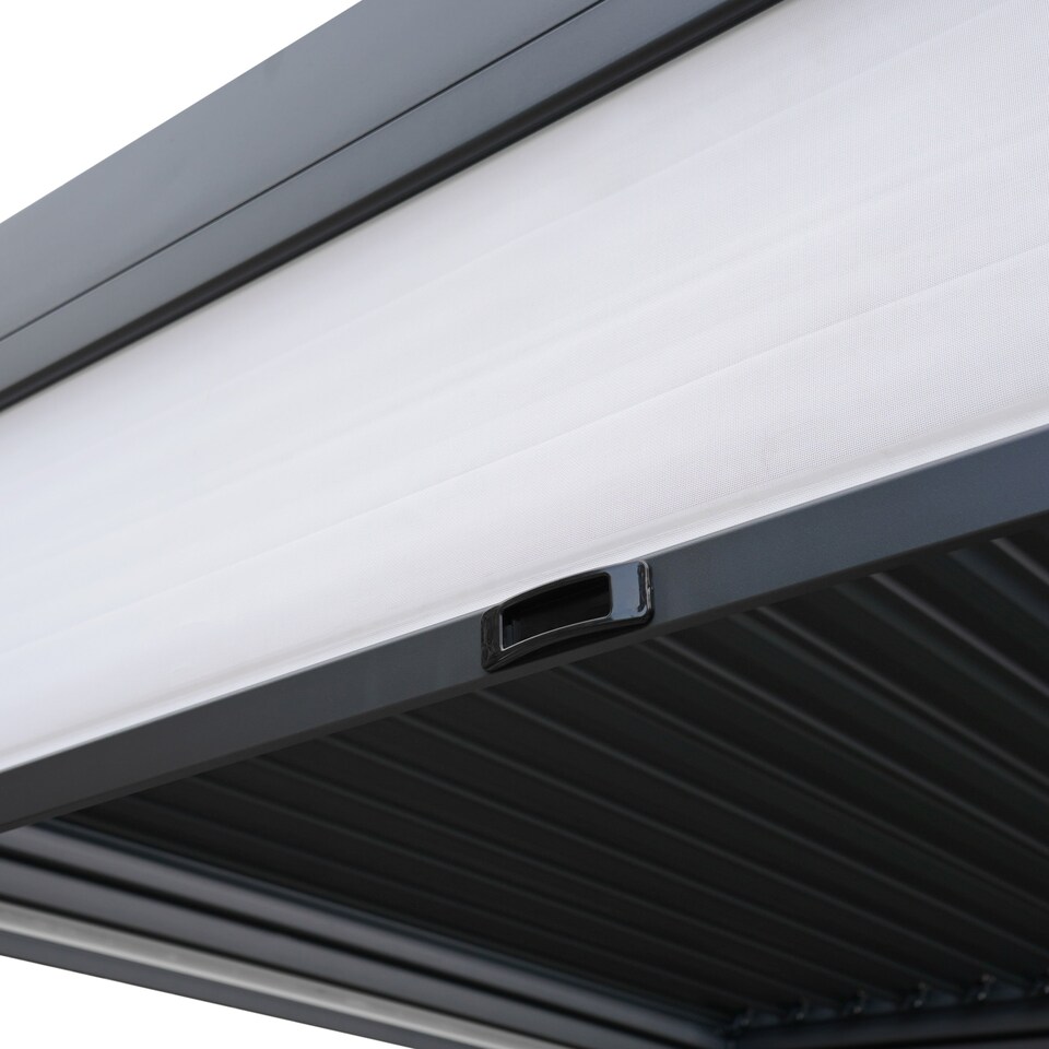 image 1 of Anthracite Aluminium Pergola With White Blinds - 3m x 4m