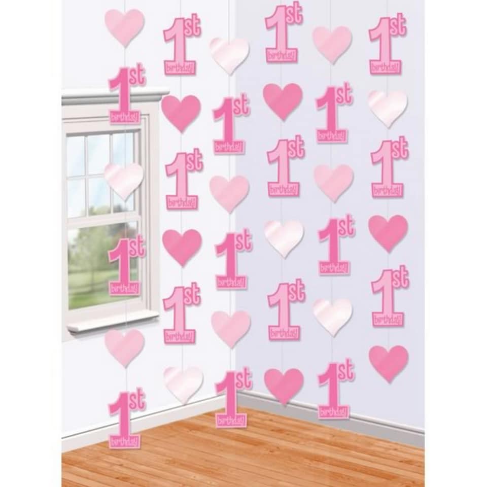 image 1 of Amscan 1st Birthday String Decoration - Pink - One Size