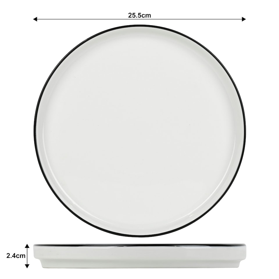 image 1 of 12pc Stackable Black Rim Dinner Set