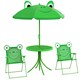image 1 of Outsunny Foldable Patio Kids Metal Picnic Table w Frog Umbrella Green 4-piece