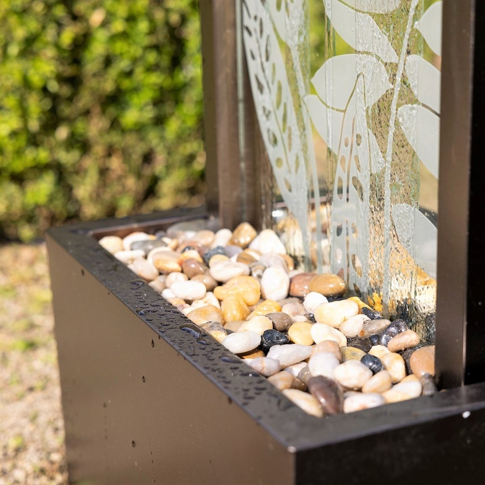 image 1 of Lamego Bamboo Mirror Water Feature with Lights 180cm