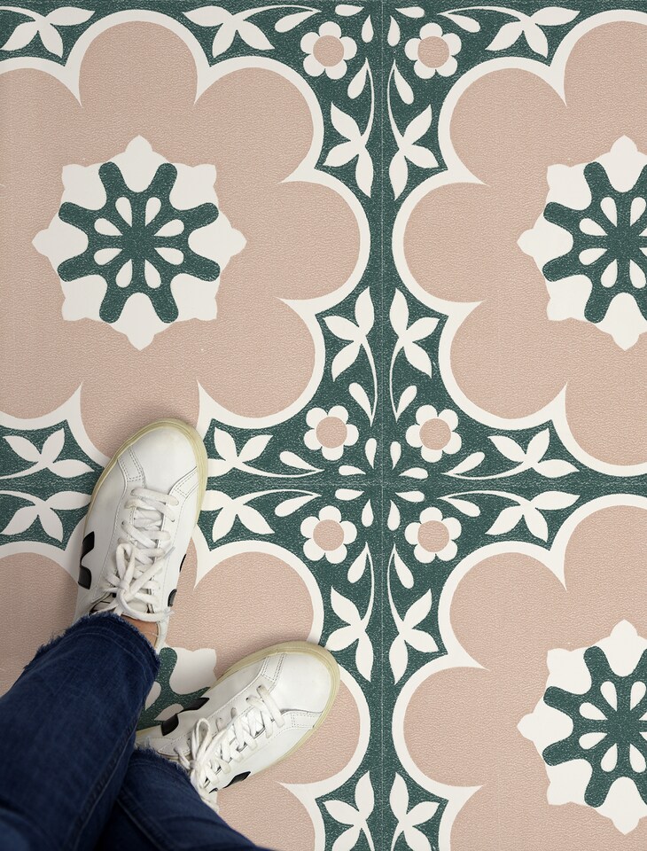 image 1 of Floorpops Daphne Pink Peel & Stick Floor Tiles, FP4663
