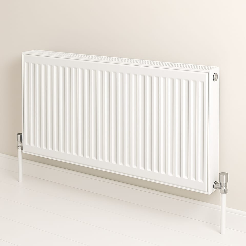 image 1 of 500mm (H) x 500mm (W) - Type 21 Radiator - Double Panel - Single Convector - White Enamel (RAL 9016) (0.5m x 0.5m) (20" x 20")