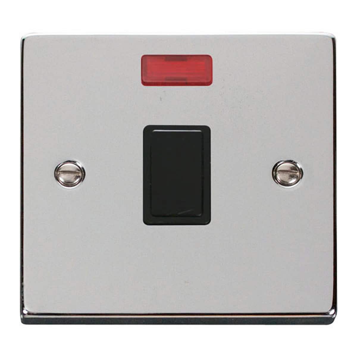 SE HOME Polished Chrome 1 Gang 20A DP Switch With Neon Chrome Polished Chrome
