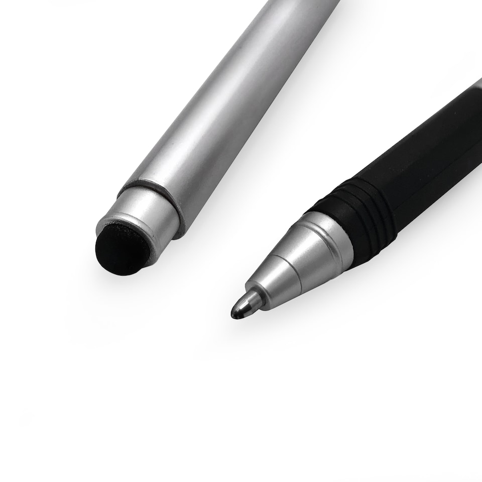 image 1 of Zebra Z-Grip Classic Stylus Ballpoint Pen Silver Barrel Black Ink Pack of 2