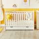 image 2 of Coleby Classic Cot Bed, Underdrawer & Fibre Mattress - Convertible Cot, Birth to 4 Years, Adjustable Base & Teething Rails (White)
