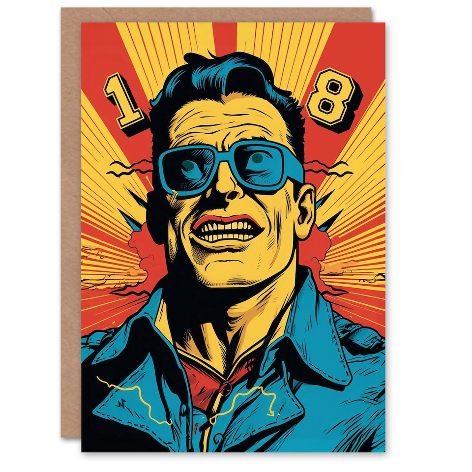 image 1 of Retro Comic Super Hero Age 18 Year Old 18th Him Birthday Card