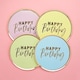 image 2 of Assorted Pastel Colour with Gold Foil Happy Birthday Round Paper Plates 23cm - Pack of 8 Gold
