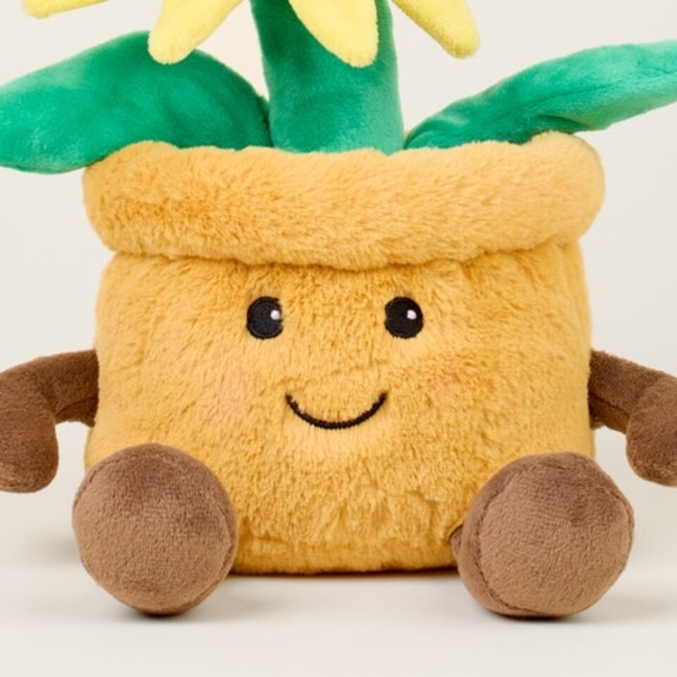 image 1 of Warmies Plush Yellow Flower Pot Microwavable LARGE
