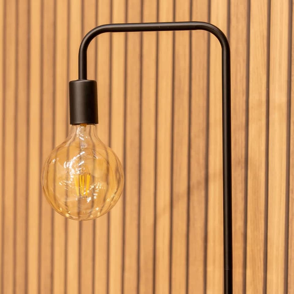 image 1 of ValueLights Bronx Industrial Style Black Metal Curved Stem Floor Lamp - Bulb Included | Black