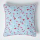 image 1 of Homescapes Cotton Birds and Flower Cushion Cover - 60 x 60 cm | Blue | Blue | 60 x 60 cm