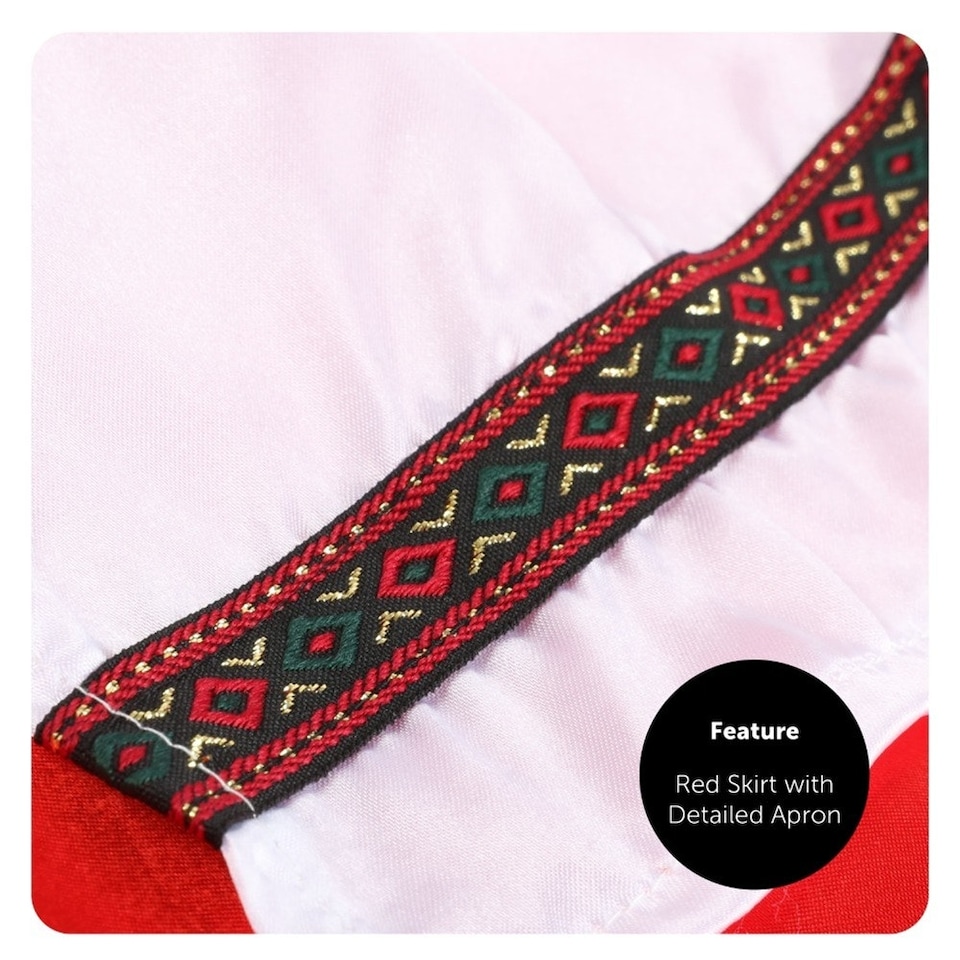image 1 of Red & Brown Bavarian Dress with Green Hat | Red | XL