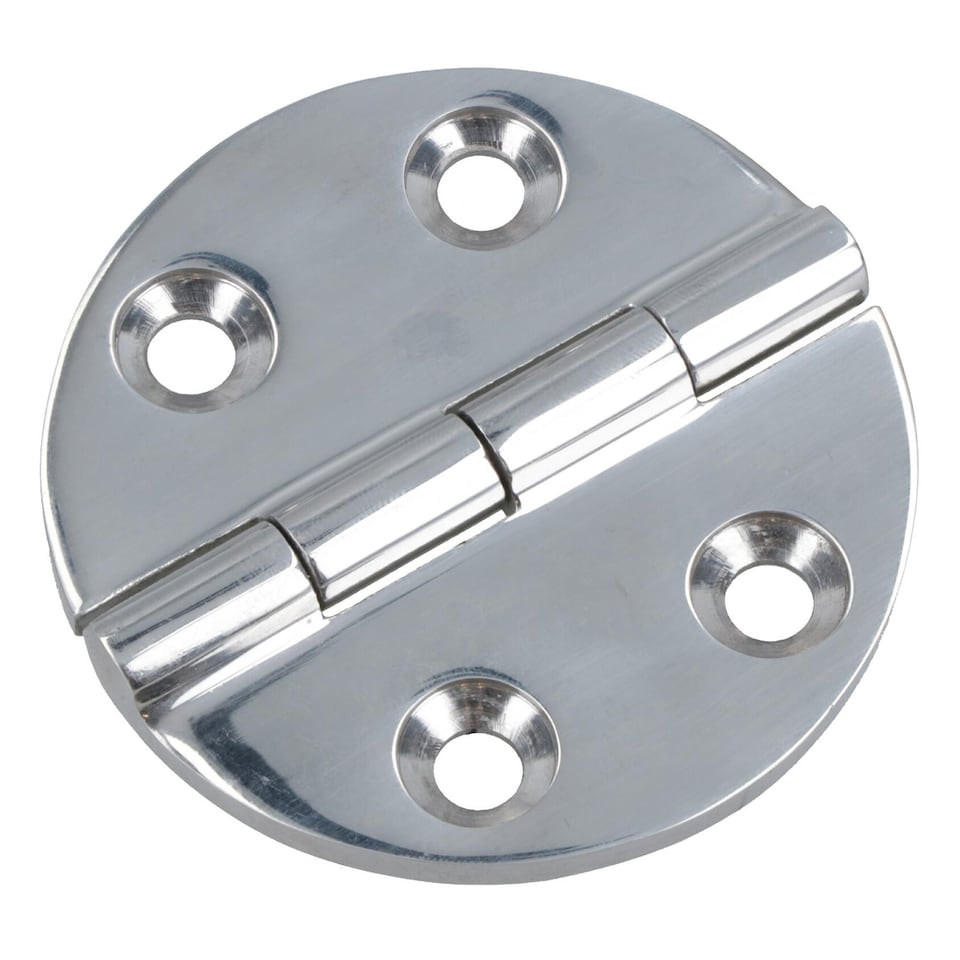 image 1 of Polished Door Circular Hinge 10 Pack Stainless Steel 64mm diameter 316 Marine Cabin