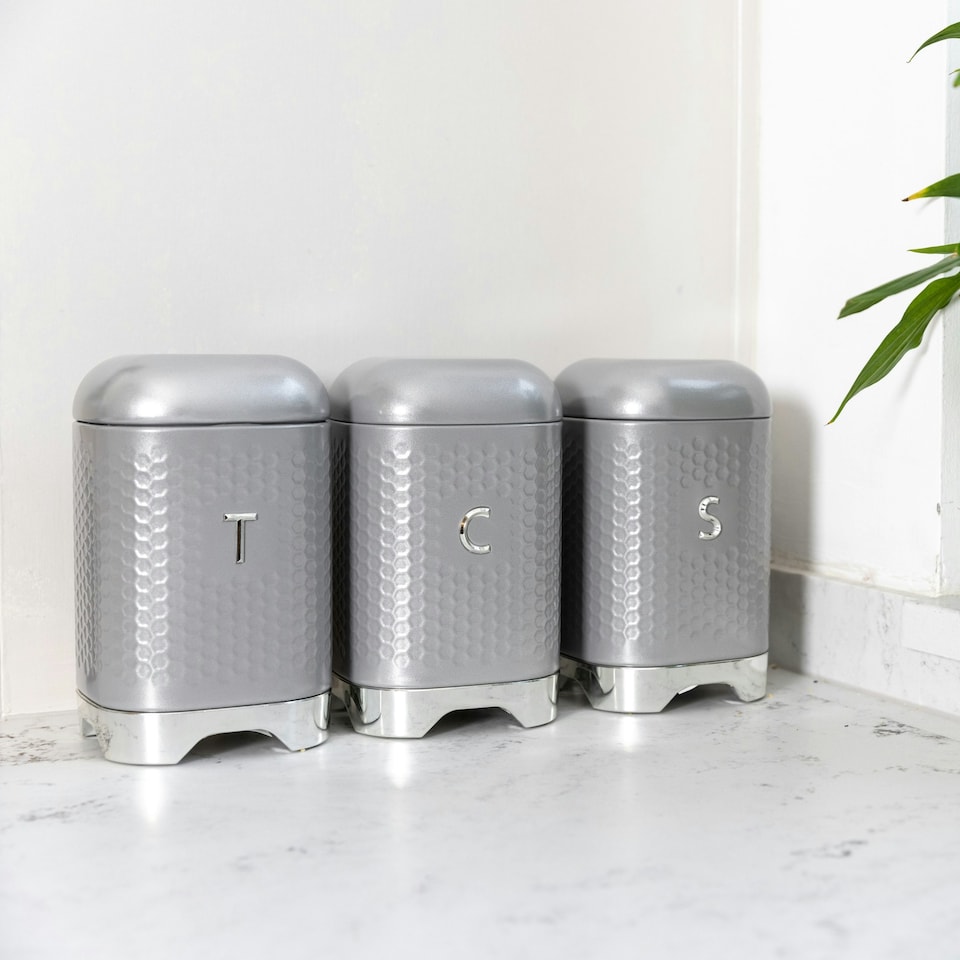 image 1 of Lovello Sugar Canister Shadow Grey Textured 11x11cm