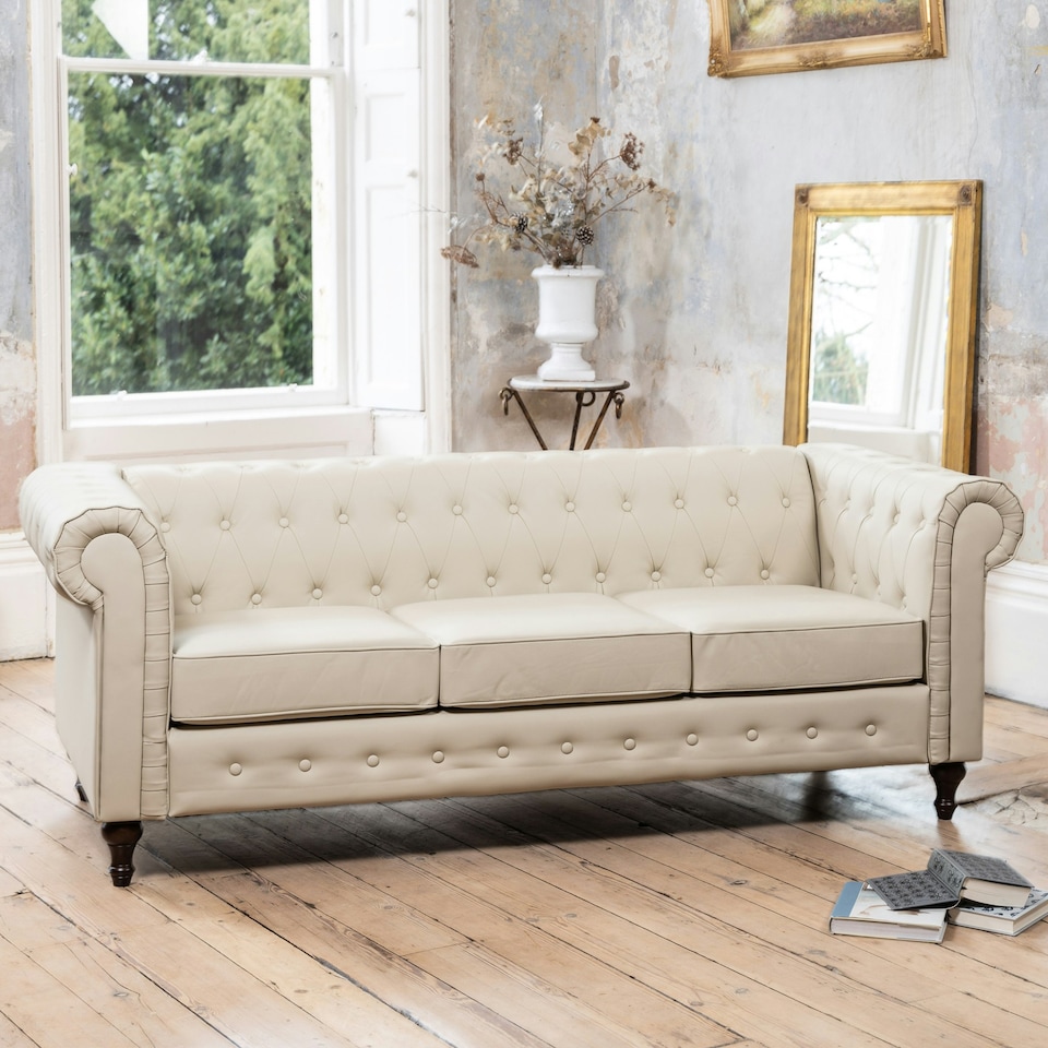 image 1 of Richland 3 Seat Sofa - Cream