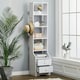 image 3 of Living and Home 5-Tier Slim Storage Shelving Unit with Lockable Drawer - White