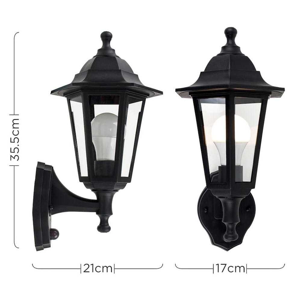 image 1 of ValueLights Mayfair Black Outdoor Wall Lantern With Dusk To Dawn Sensor | Black