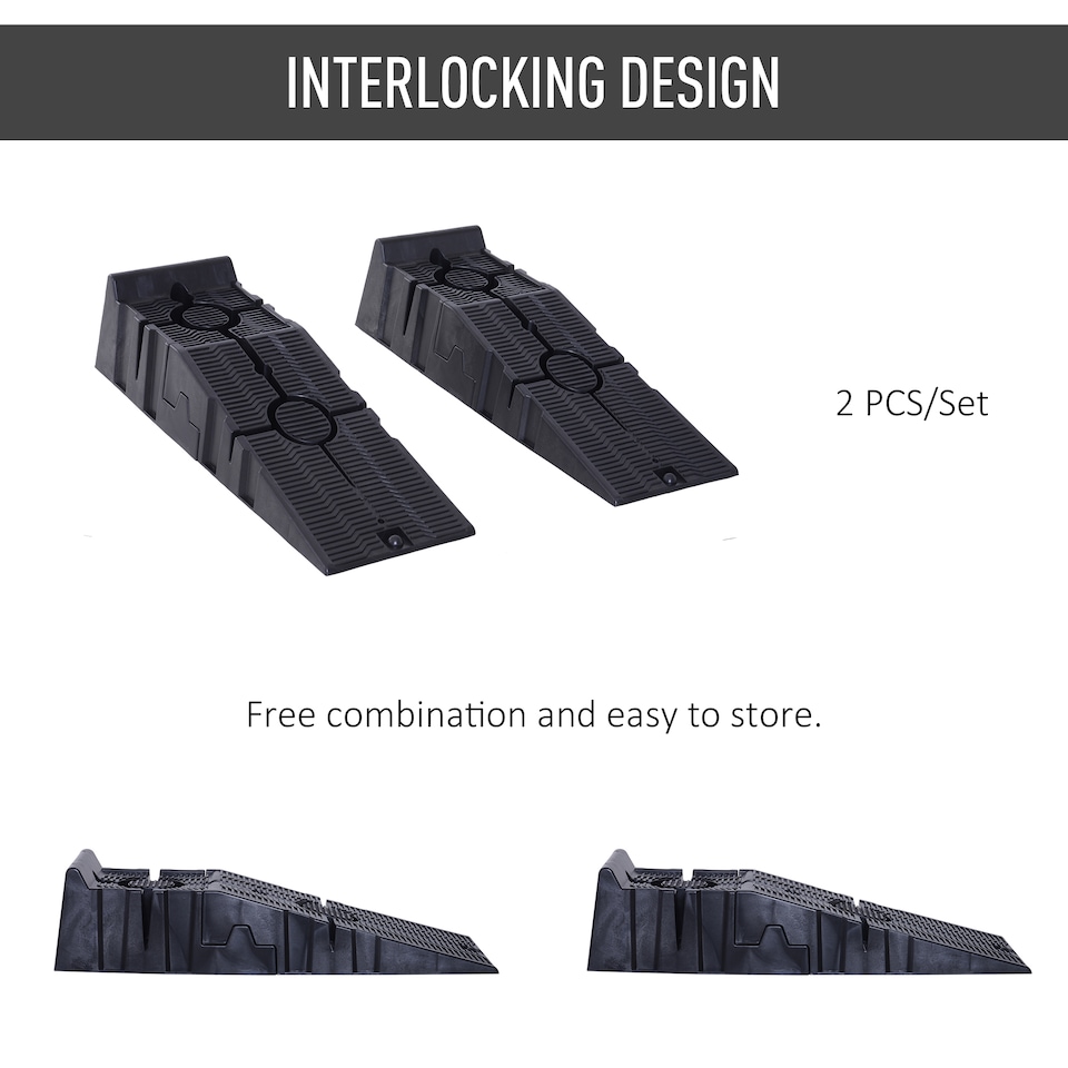 image 1 of DURHAND 2.5 Ton Plastic Car Lifting Ramps Automotive Vehicle Garage, Black | Black