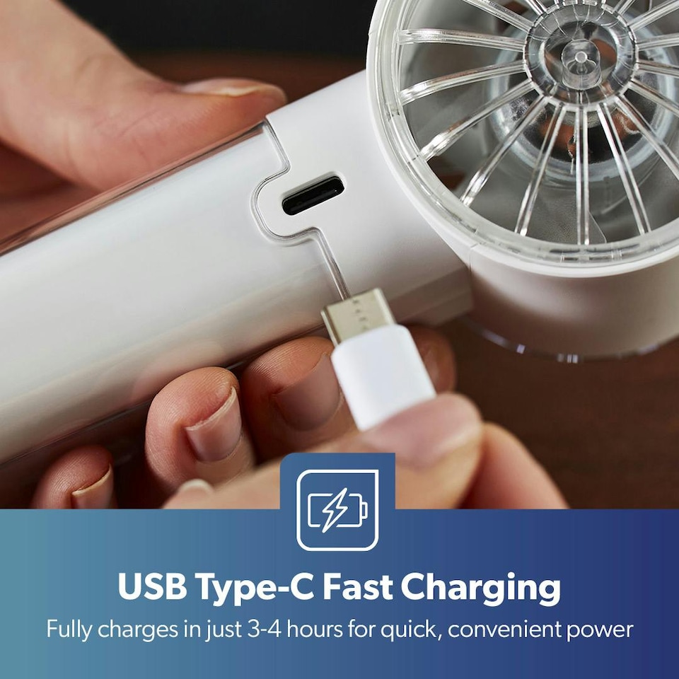 image 1 of GEEPAS Mini Digital Portable Handheld USB Fan - White