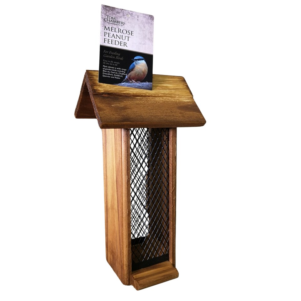 image 1 of Tom Chambers Melrose Wooden Garden Wild Bird Hanging Easy Fill Peanut Feeder
