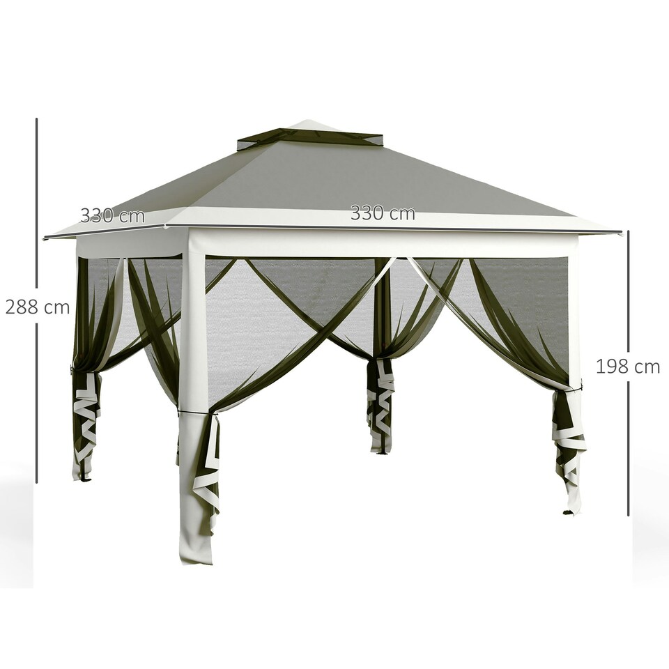 image 1 of Outsunny Pop Up Gazebo Height Adjustable Canopy Tent w/ Carrying Bag, Dark Grey | Grey | Dark Grey