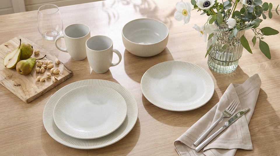 image 1 of Waterside 16pc Reactive Glaze Cream Dinner Set