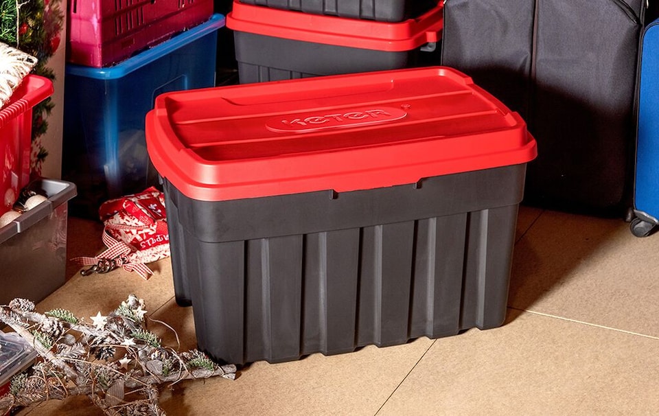 image 1 of Keter Tuff Box 140L Storage Boxes with Lid Set of 3 - Black