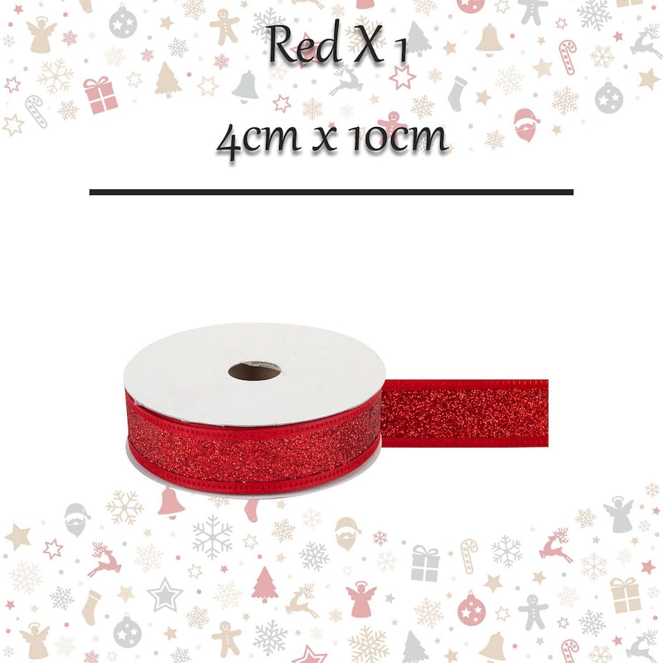 image 1 of PMS Christmas Ribbon Garland Decoration 4cm x 10cm Red - 1 Pack