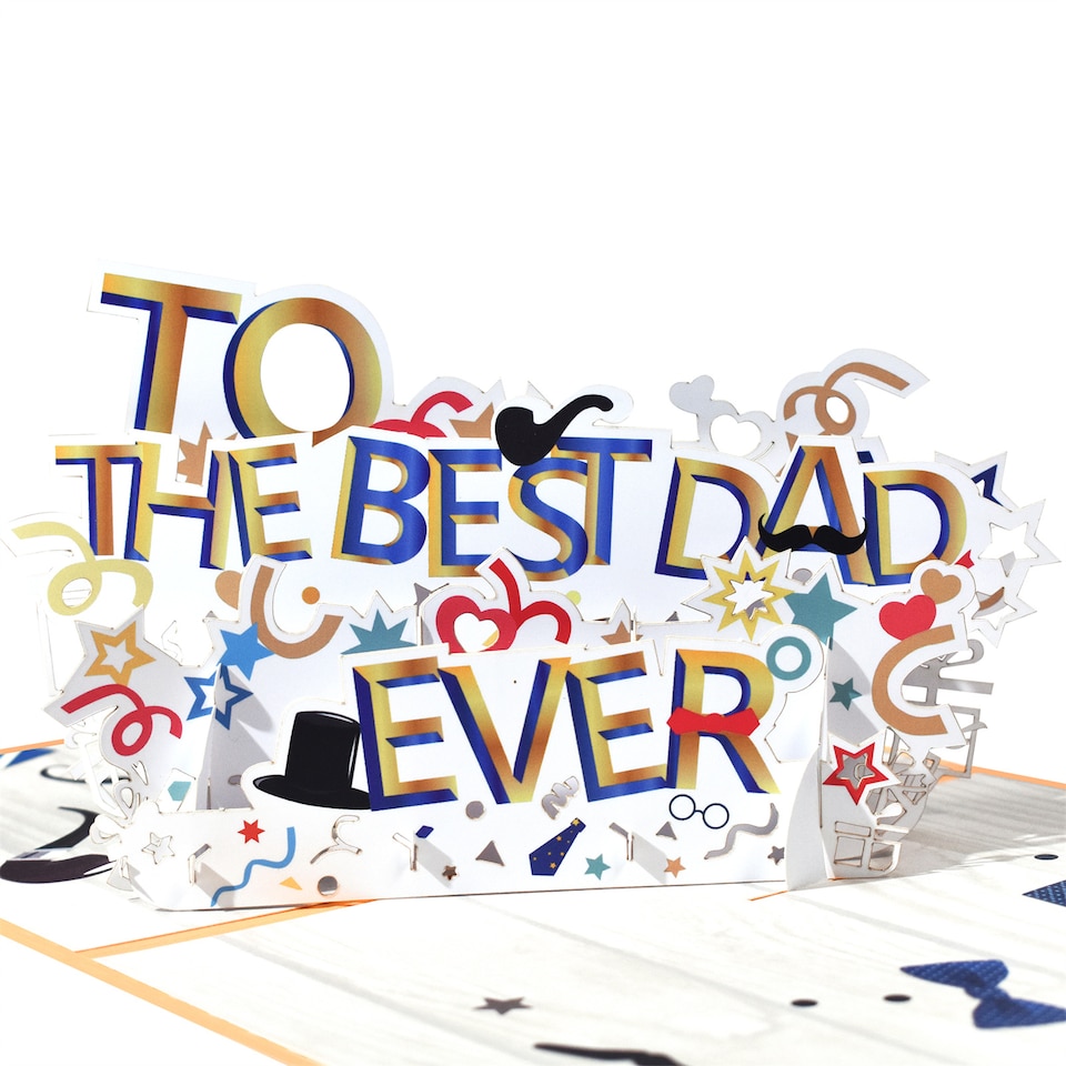 image 1 of Best Dad Ever Whimsical Icons Pop-Up Celebration Father's day Or Birthday Card