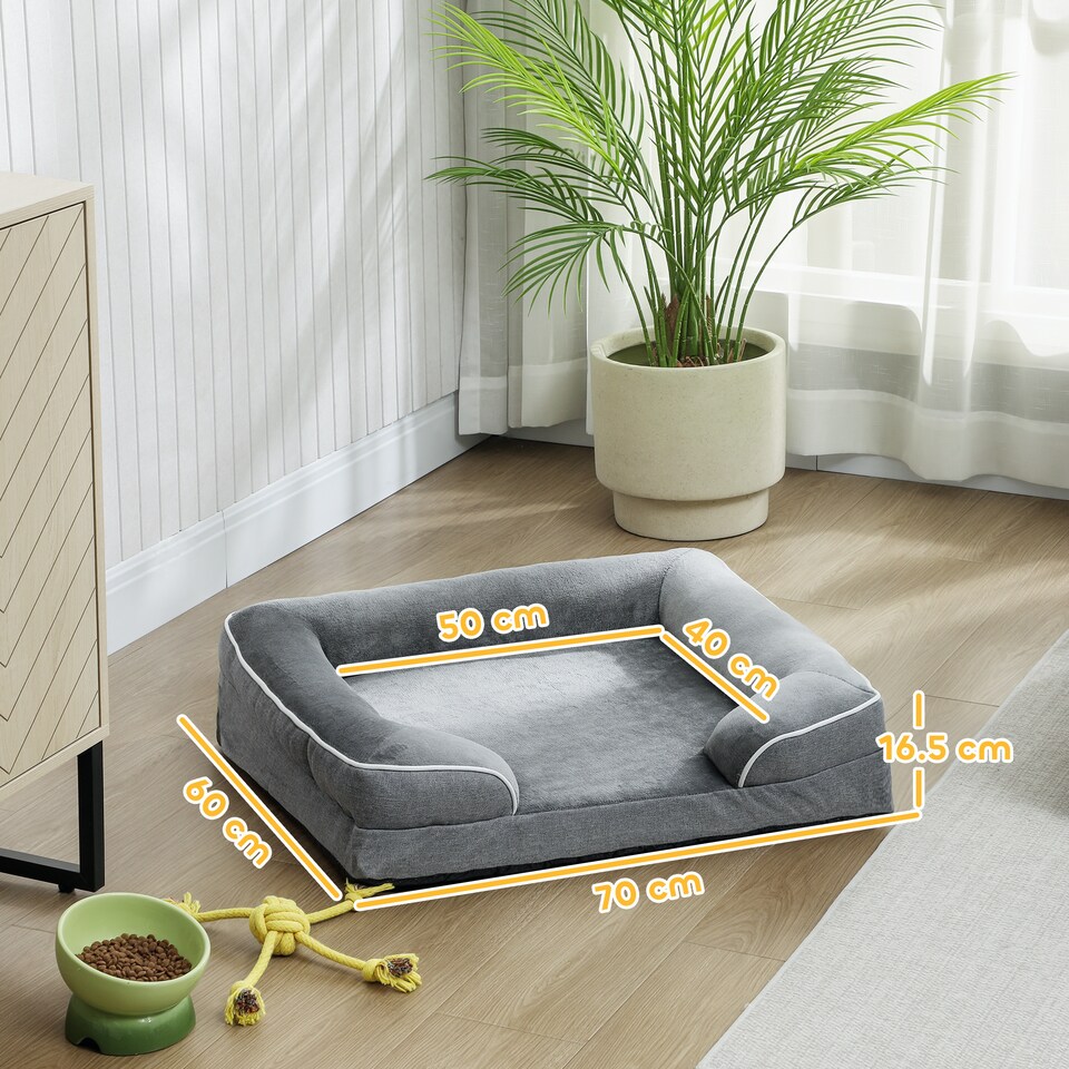 image 1 of PawHut Dog Sofa Bed, Washable Pet Bed with Non-Slip Bottom, Grey