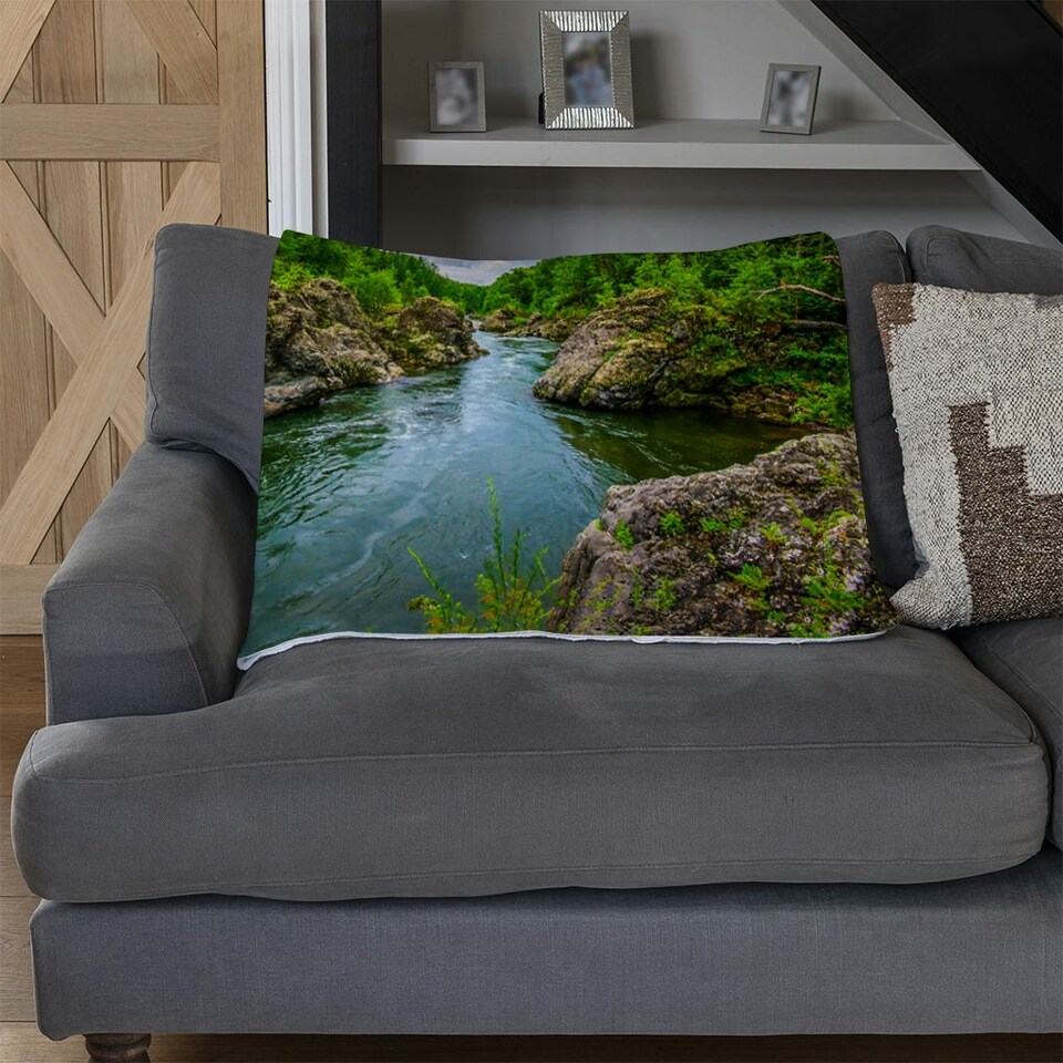 image 1 of River in mountain forest landscape (Blanket)