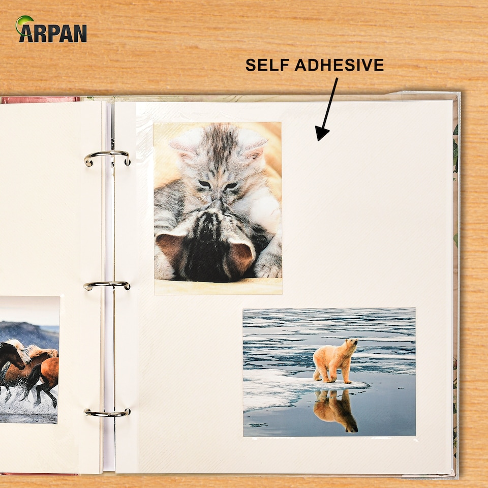 image 1 of ARPAN Extra-Large 3-Ring Binder Self Adhesive Photo Album – 20 Sheets / 40 Sides – Sticky Page Scrapbook Memory Album for Photos, Keepsakes & Special Occasions