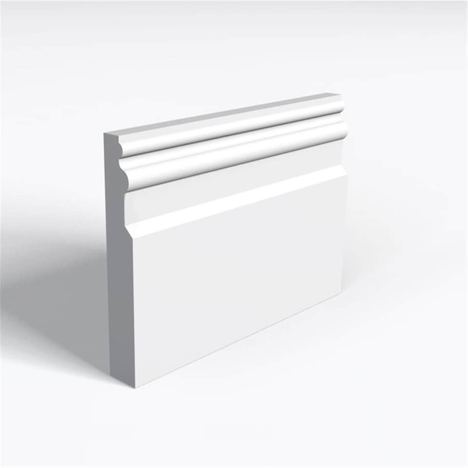 Pack of 10 (Total 10 Units) -  MDF Primed Queens Skirting Board & Rebate - 25mm (T) x 144mm (H) x 3050mm (L)