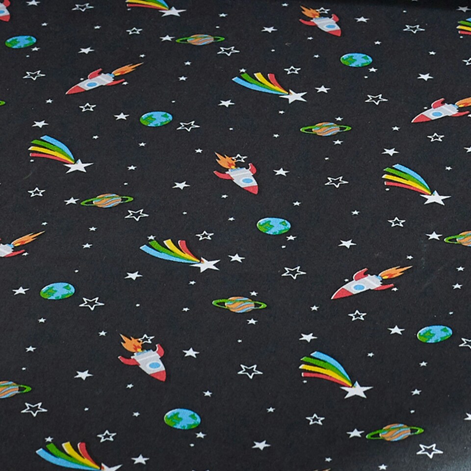 image 1 of Catherine Lansfield Rainbow Rockets Fitted Sheet Black | Black | Double