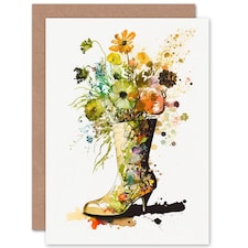 Wildflower Bouquet High Heel Floral Boot Birthday Card