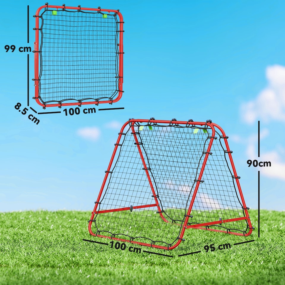 image 1 of HOMCOM Rebounder Net Football Target Goal with Adjustable Angles, Red