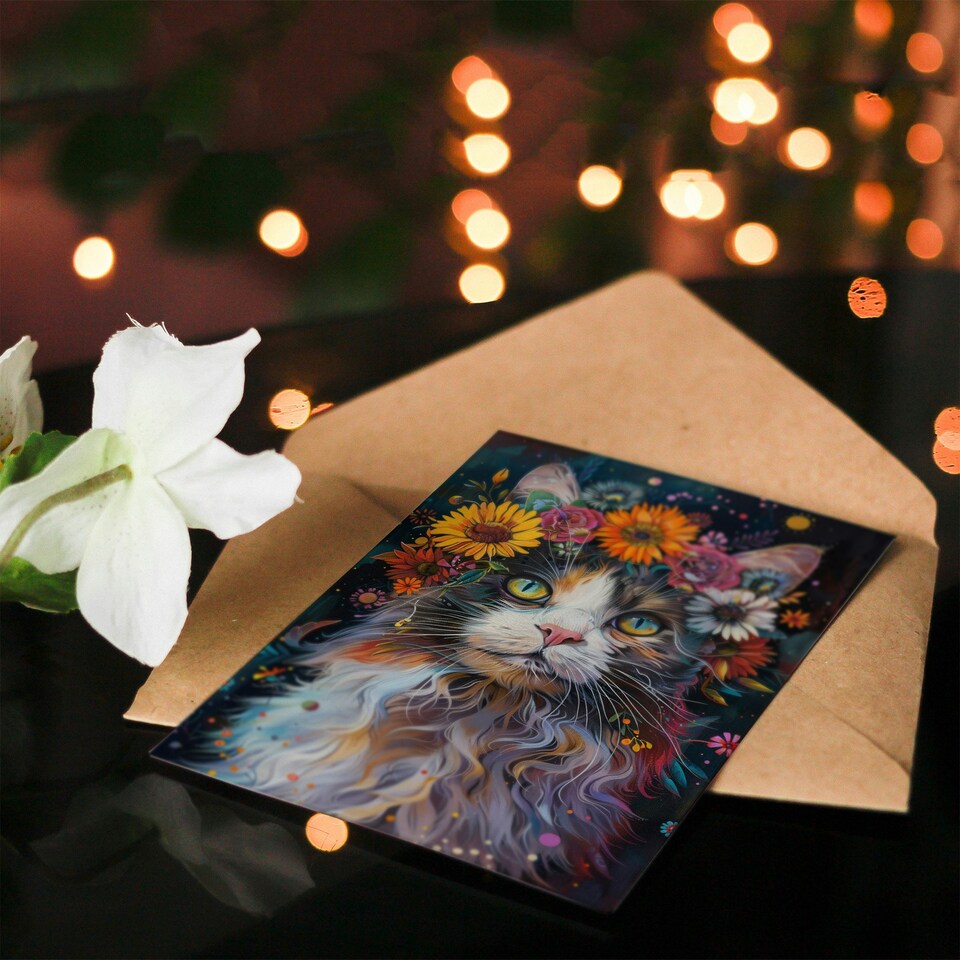 image 1 of Ragdoll Cat Lover Colourful Flower Crown Woman Her Birthday Card