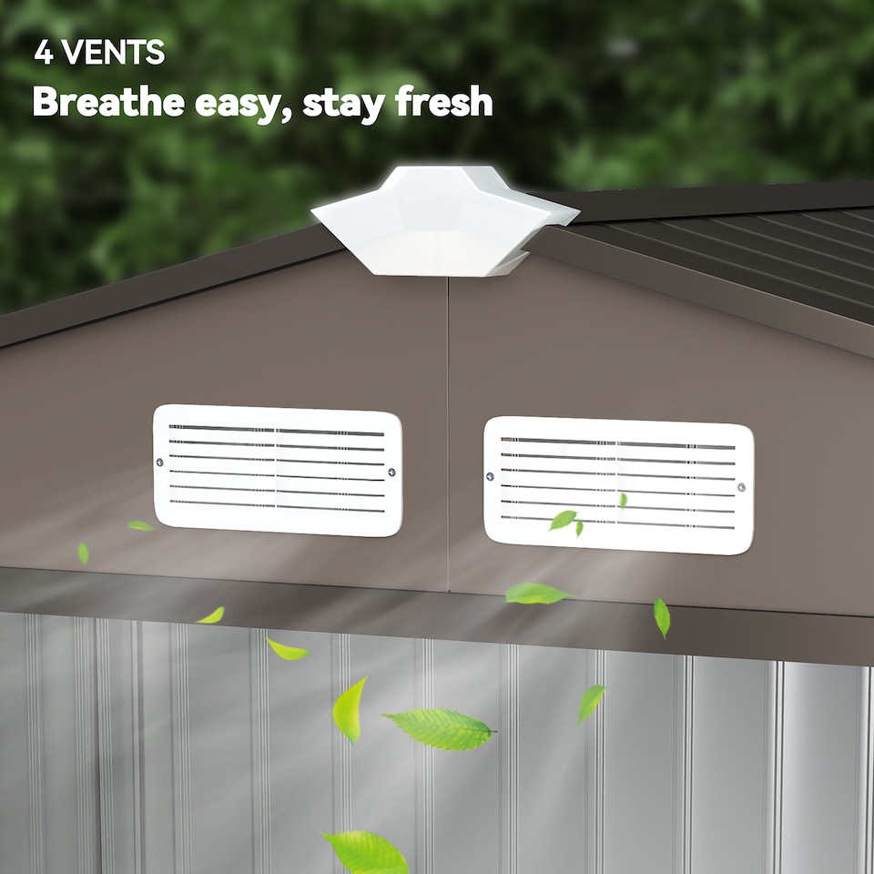 image 1 of Outsunny 7 x 4ft Metal Garden Shed, Outdoor Storage Tool House with Ventilation Slots, Foundation Kit and Lockable Double Doors, Brown