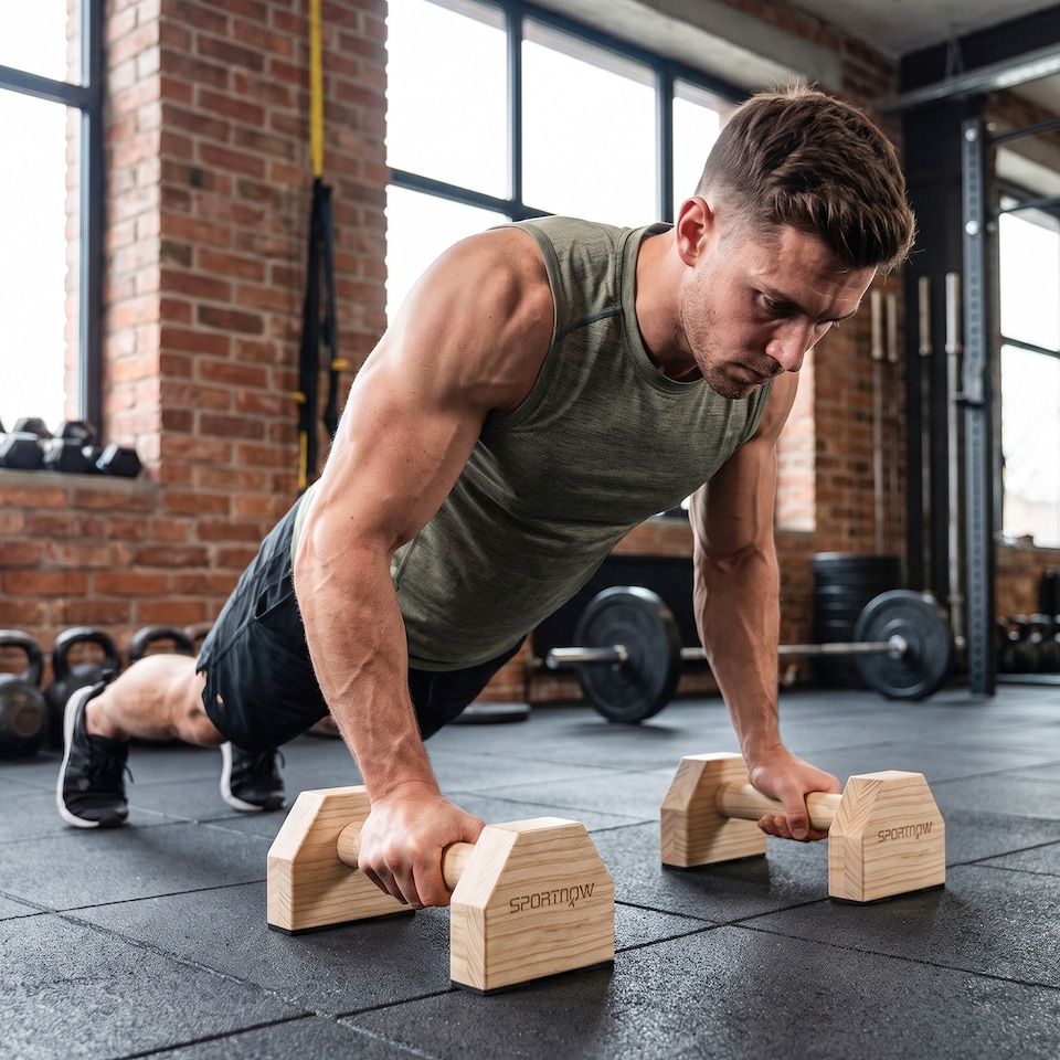 image 1 of SPORTNOW Wooden Parallettes Push Up Bars Calisthenics Equipment for Home Gym