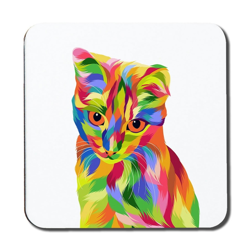 image 1 of Animal Cat Illustration Pop Art (Coaster)