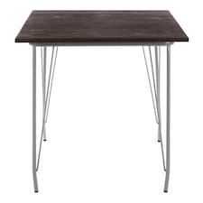 Interiors by Premier Grey Metal and Elm Wood Table, Large Square Table, Outdoor Dining Table for Lawn, Patio