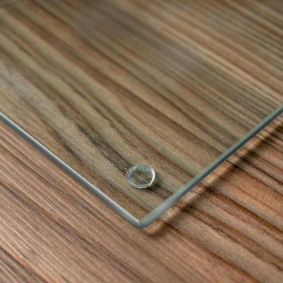image 1 of Harbour Housewares Clear Glass Kitchen Chopping Board - 50 x 40cm - Cutting Board Worktop Saver Worksurface Protector Glass Chopping Board Clear