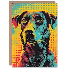 Pop Art Dog Bright Summer Colourful Dots For Him Birthday Card