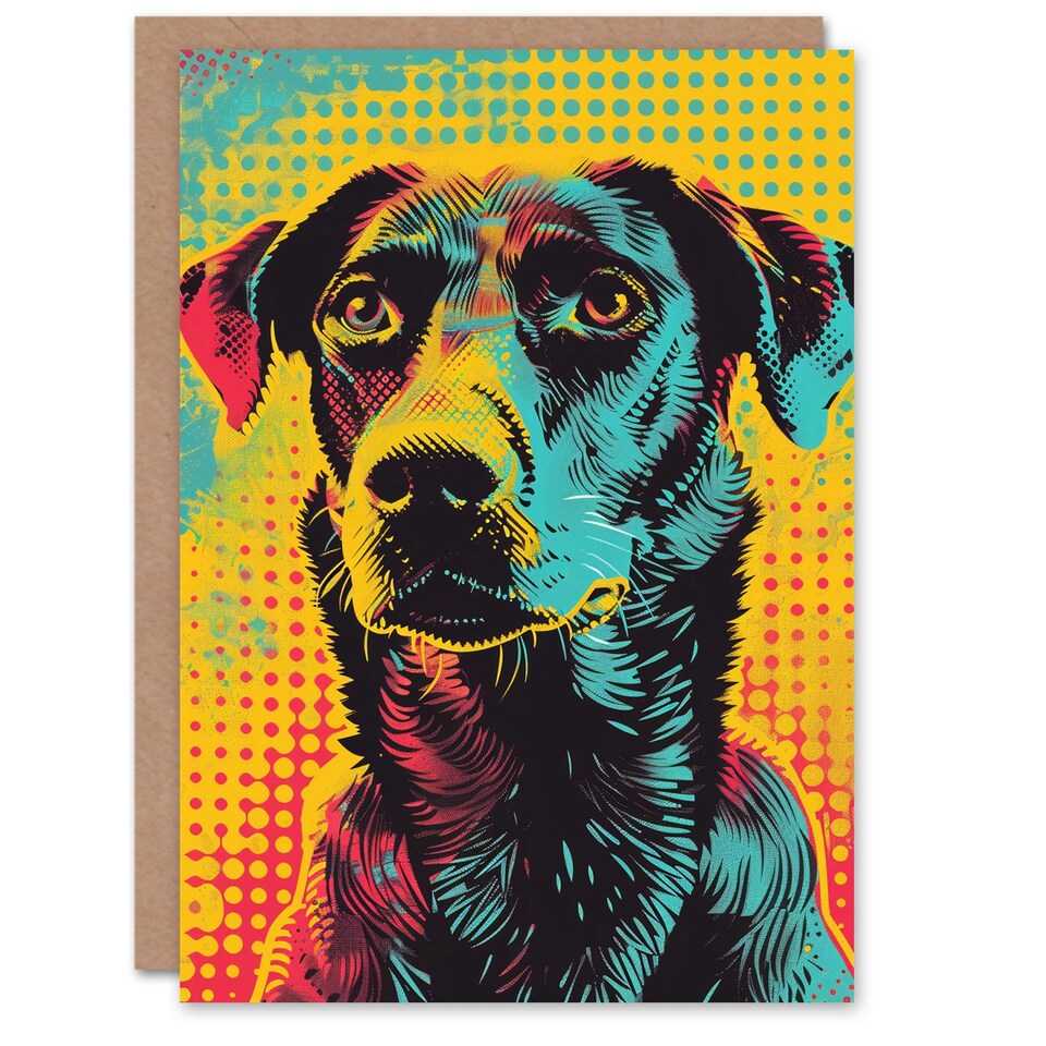image 1 of Pop Art Dog Bright Summer Colourful Dots For Him Birthday Card
