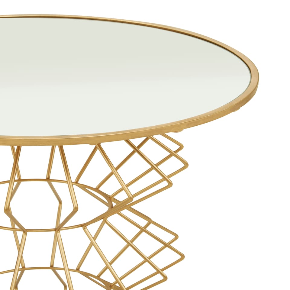 image 1 of Interiors By Premier Compact Gold Finish Frame Table, Practical Side Table For Livingroom, Mirrored Top Small Lounge Table Gold