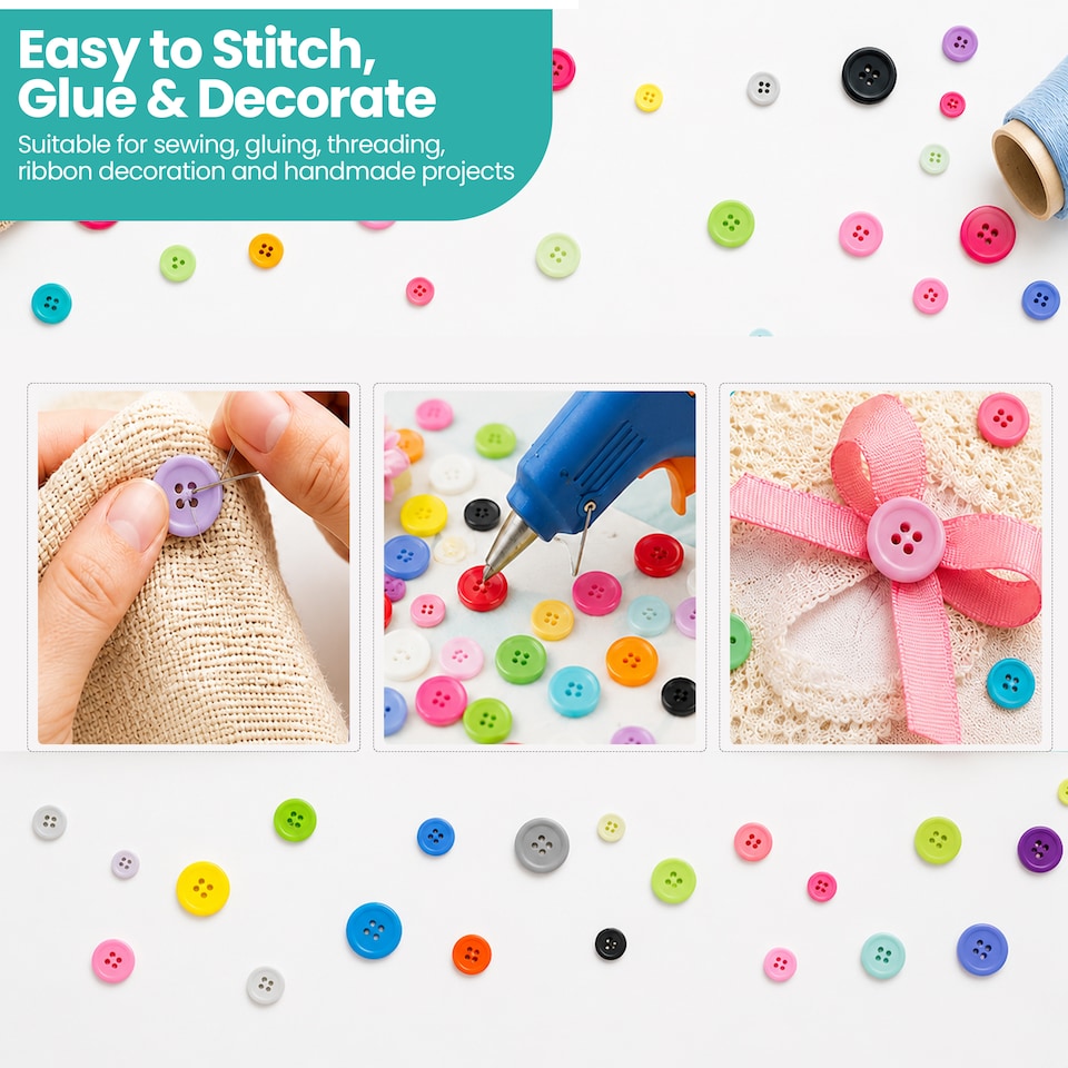 image 1 of 100g Round Resin Button, Assorted Sizes - 2 & 4 Holes